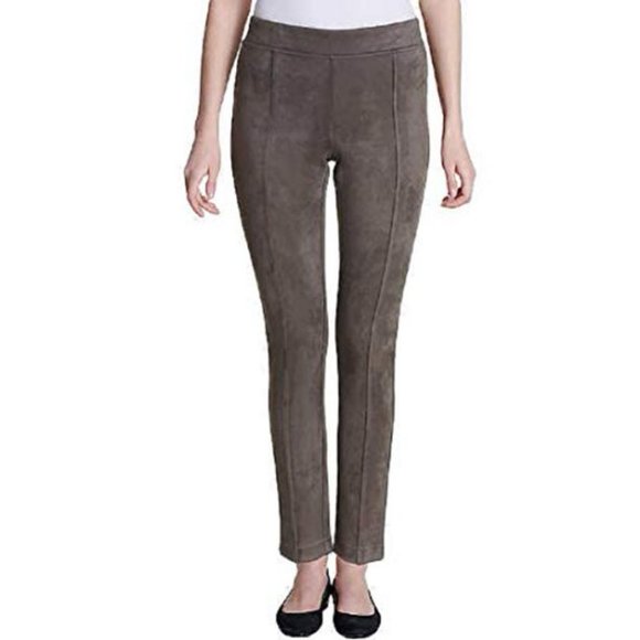 Andrew Marc Pants Women's Size Large Taupe Tan Soft Stretch Faux Suede Fall - Picture 1 of 5